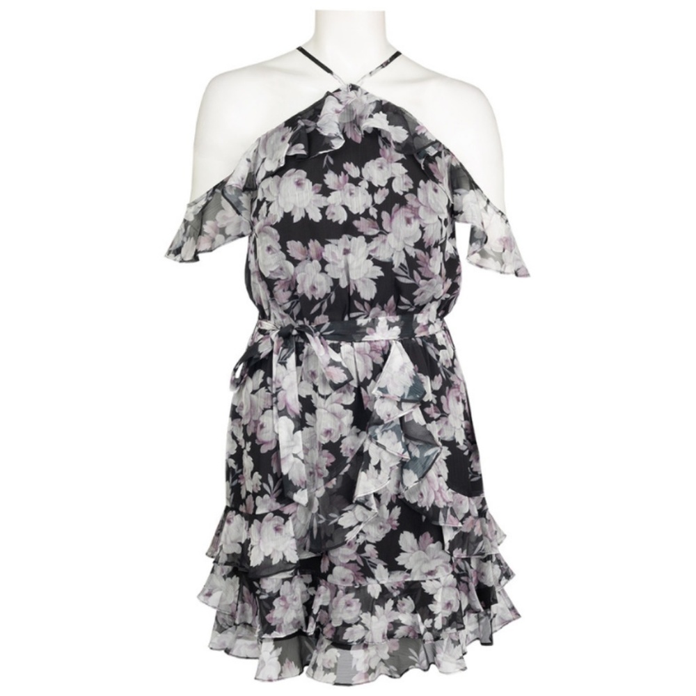 Floral Ruffle Day Dress(70341/BLACK MULTI) - Picture 4 of 6